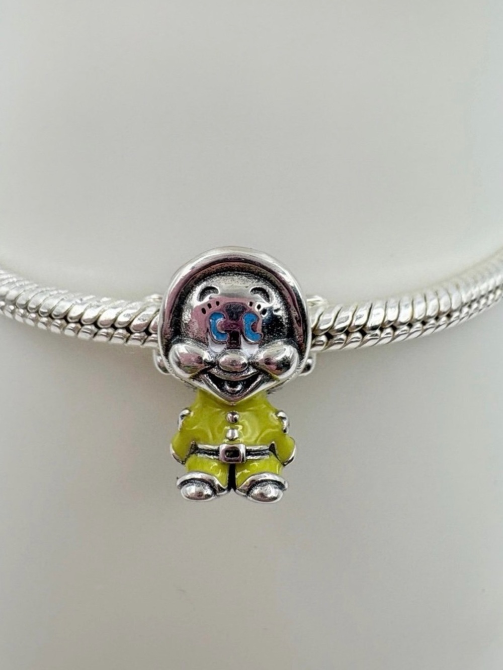Pandora Disney Snow White Dopey Dwarf Charm Sterling Silver Enamel Retired